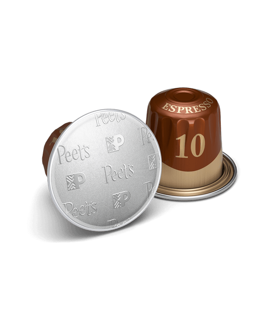 Peet's Coffee Ristretto Nespresso Capsules shown up close with detail