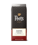 Peet's Italian Roast coffee bag on a green background