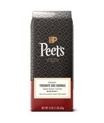 Peet's coffee Yosemite dos sierras bag with a black and red design on a green background
