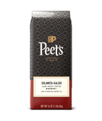Peet's sulawesi-kalosi coffee bag with a black and red design on a green background