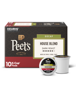 Box of Peet's K-Cup coffee pods with a single pod on a white background