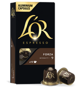 LoR Espresso capsules packaging with two capsules on a white background