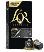 LöR Espresso aluminium capsules packaging with two capsules on a white background
